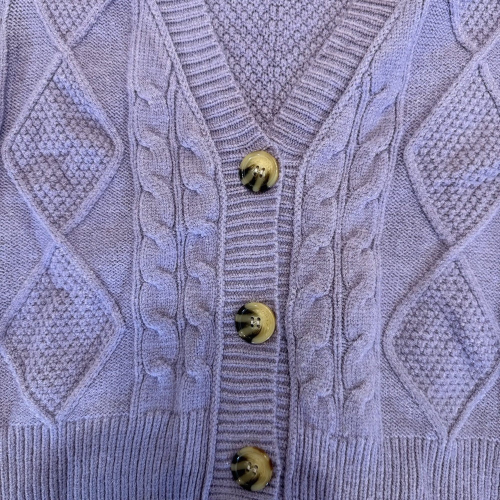 Hazel Moon Purple Cable Knit Cardigan Vest Medium / M RN#159567 NWT - Picture 4 of 5